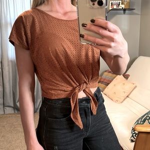 Suede Tie Crop Top